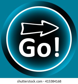 Icon white word go and arrow on blue button