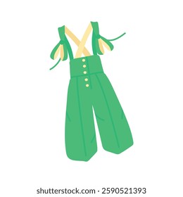 Icon of wide legged overalls with bow straps and a flared bottom