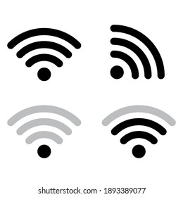 Symbol mit WiFi-Symbolen. Symbol für Kommunikation gesetzt.  Laptop-flache Vektorgrafik. Stockbild. EPS10.