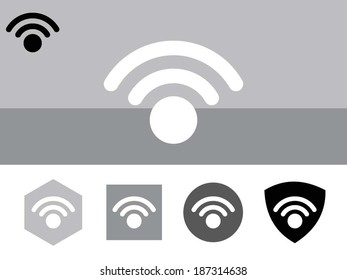 Icon of Wi-Fi on colorful background with four other buttons with color shades. Eps-10