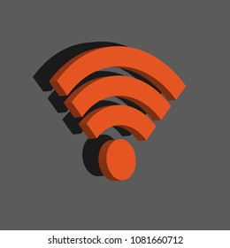 icon wi-fi on a gray background in 3d format. vector illustration