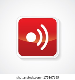 Icon of Wi-Fi on Red Glossy Button. Eps-10