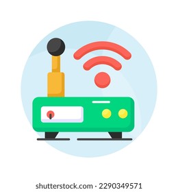 An icon of wifi router shows networking device that enables wireless communication between electronic devices and the internet