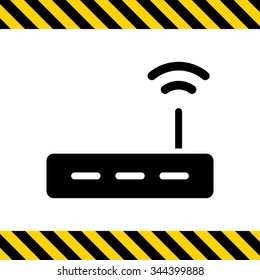 Icon of wifi router with signal sign
