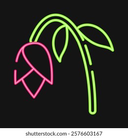 Icon wilted flower. Global warming elements. Icon in neon style.