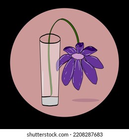 Icon Wilted Flower On Glass Illustrations Vector 