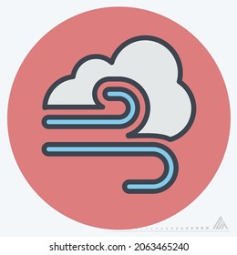 Icon Wind - Color Mate Style - Einfache Illustration, Bearbeitbarer Strich, Design Template Vektor, Gut für Drucke, Plakate, Anzeigen, Ankündigungen, Infografiken, etc.