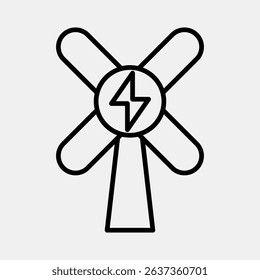 Icon wind energy. Renewable energy elements. Icon in line style.