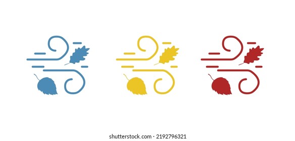 icon of the wind with leaves on a white background, vector illustration