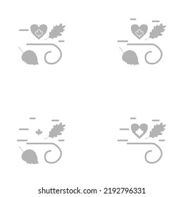 icon of the wind with leaves on a white background, vector illustration