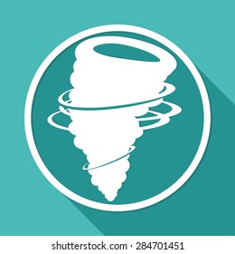 Icon wind on white circle with a long shadow