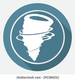 Icon wind on white circle with a long shadow