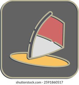 Icon wind surfing. Sports elements. Icon in embossed style.