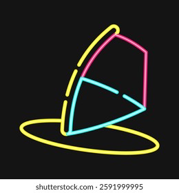 Icon wind surfing. Sports elements. Icon in neon style.