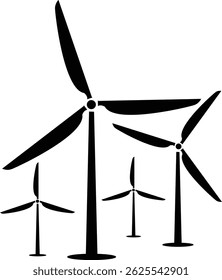 Icon Wind Turbine. Windmill, Wind turbine, isolated on white background. Wind turbine icon, windmill sign vector, silhouette. Fan turbine. Renewable energy generation icon, vector. Vector illustration