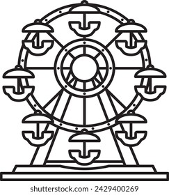Icon Windmill ride, merry-go-round, vector illustration 