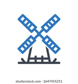 Icon of a windmill with spinning blades