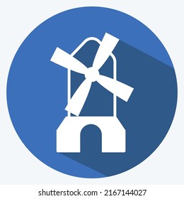 Icon Windmill. suitable for Garden symbol. long shadow style. simple design editable. design template vector. simple symbol illustration