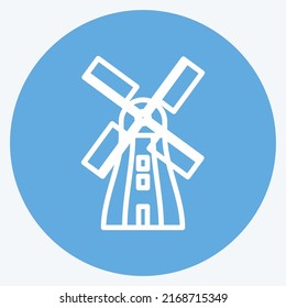 Icon Windmill. suitable for Wild West symbol. blue eyes style. simple design editable. design template vector. simple symbol illustration