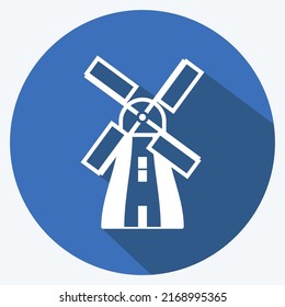 Icon Windmill. suitable for Wild West symbol. long shadow style. simple design editable. design template vector. simple symbol illustration