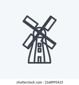 Icon Windmill. suitable for Wild West symbol. line style. simple design editable. design template vector. simple symbol illustration