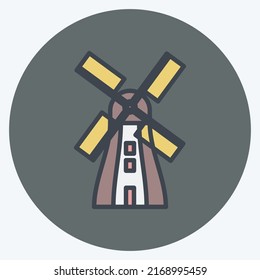 Icon Windmill. suitable for Wild West symbol. color mate style. simple design editable. design template vector. simple symbol illustration