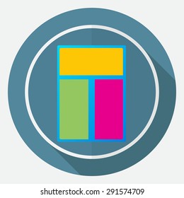 Icon Window on white circle with a long shadow