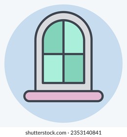 Ventana de iconos. relacionado con el símbolo Material de construcción. estilo mate de color. diseño simple editable. ilustración simple