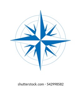 Icon WINDROSE. Vector illustration. Blue outline on a white background.
