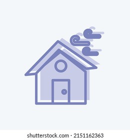 Icon Winds Hitting House. suitable for disasters symbol. two tone style. simple design editable. design template vector. simple symbol illustration