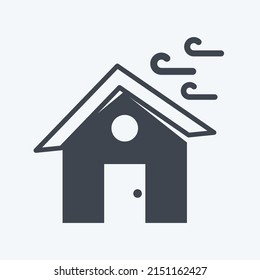 Icon Winds Hitting House. suitable for disasters symbol. glyph style. simple design editable. design template vector. simple symbol illustration
