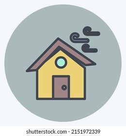 Icon Winds Hitting House. suitable for disasters symbol. color mate style. simple design editable. design template vector. simple symbol illustration