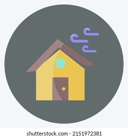 Icono Vientos Golpeando Casa. adecuado para el símbolo de desastres. estilo plano. diseño simple editable. vector de plantilla de diseño. ilustración de símbolo simple