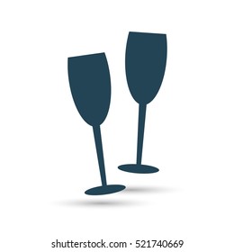 Icon wine glasses. Vector image. The champagne glasses. New year, Christmas, wedding, anniversary, celebration.