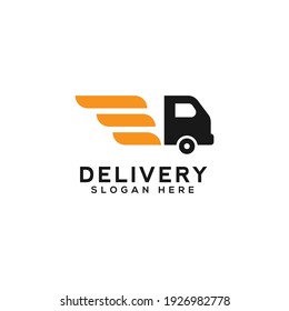 icon wing and head truck logo design delivery simple,fast delivery,delivery service logo vector template