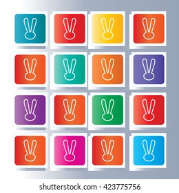 Icon winner set. Colorful Icons Trophy logo. Hand Sign icon for Olympic games brochure. Fortune, Victory symbols background. Vector illustration for Art, Print, Web. Congratulations sign set icons.