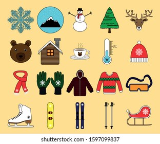 The icon of winter set in color