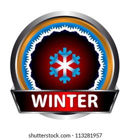 Icon of winter with a snowflake on a white background