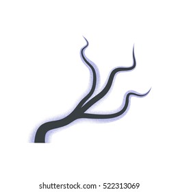 Icon of Winter Tree Branch with Textured Blue Glaciation. Vector EPS 10