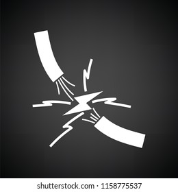 Icon of Wire . Black background with white. Vector illustration.