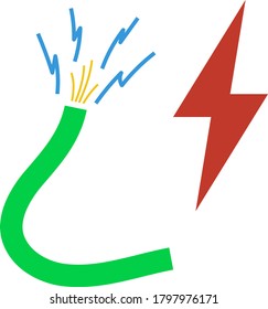 Icon Of Wire. Flat Color Design. Vector Illustration.