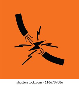 Icon of Wire . Orange background with black. Vector illustration.