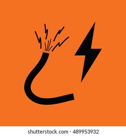 Icon of Wire . Orange background with black. Vector illustration.