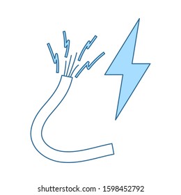 Icono De Cable. Línea Delgada Con Diseño De Relleno Azul. Ilustración vectorial.
