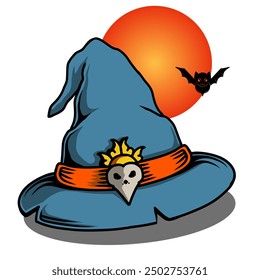 icon witch hat halloween illustration vector design