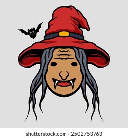 icon witch hat halloween illustration vector design