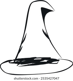 Icon Witch Hat Halloween Vector illustrations Black and White Hand Drawn