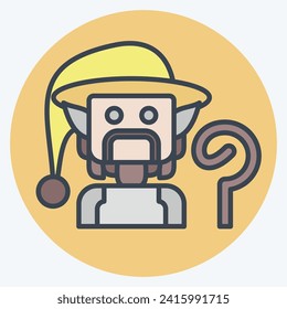 Icon Wizard. related to Medieval symbol. color mate style. simple design editable. simple illustration