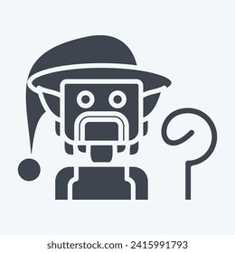Icon Wizard. related to Medieval symbol. glyph style. simple design editable. simple illustration