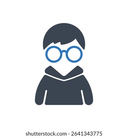 Icon of a wizard wearing glasses and a cloak